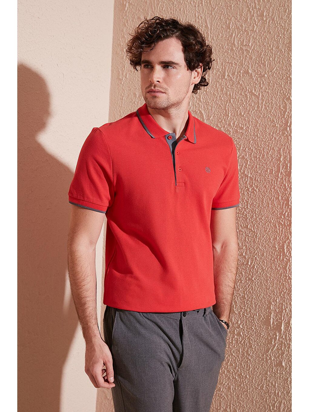 Mercan % 100 Pamuk Düğmeli Slim Fit Erkek Polo Yaka T Shirt 5902118