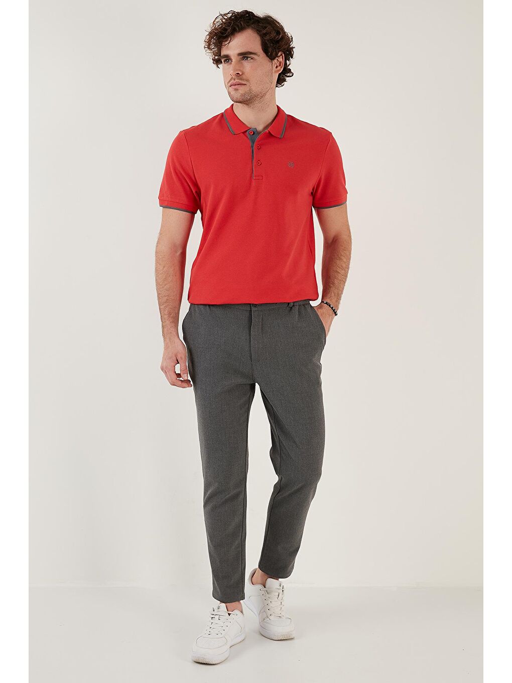 Mercan % 100 Pamuk Düğmeli Slim Fit Erkek Polo Yaka T Shirt 5902118-1