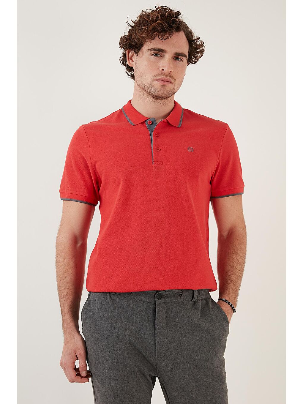 Mercan % 100 Pamuk Düğmeli Slim Fit Erkek Polo Yaka T Shirt 5902118-2