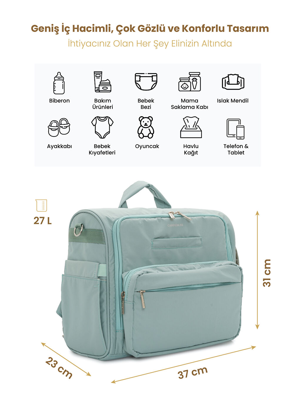 BlissMate Astarlı Doğum ve Yeni Doğan Çıkışı İçin Anne Bebek Sırt Çantası-1