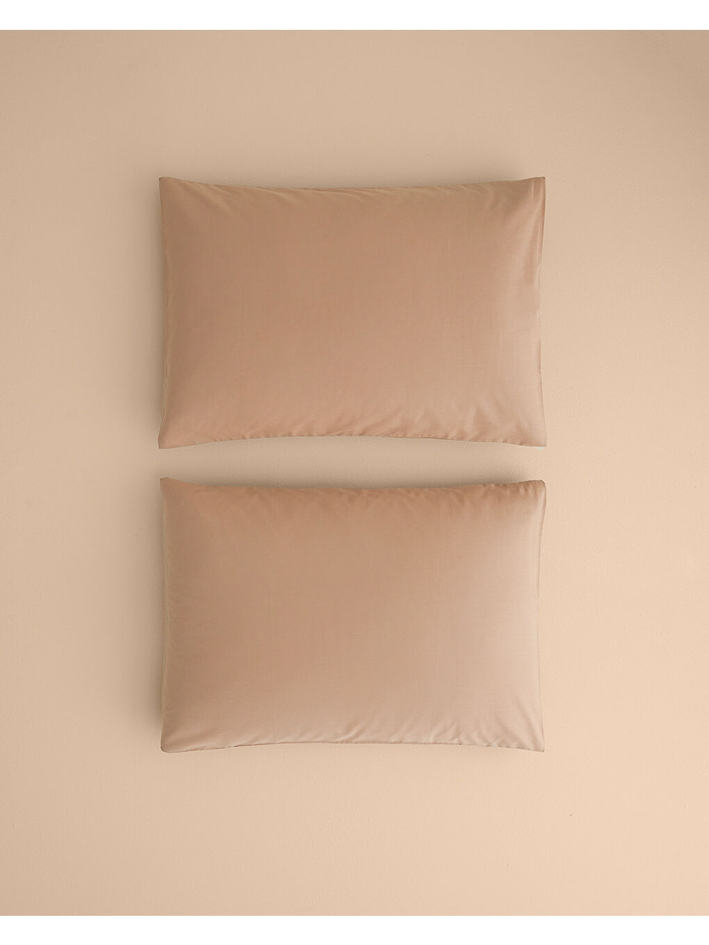 Kahverengi Düz Pamuklu 2'li Yastık Kılıfı Kahve Köpüğü