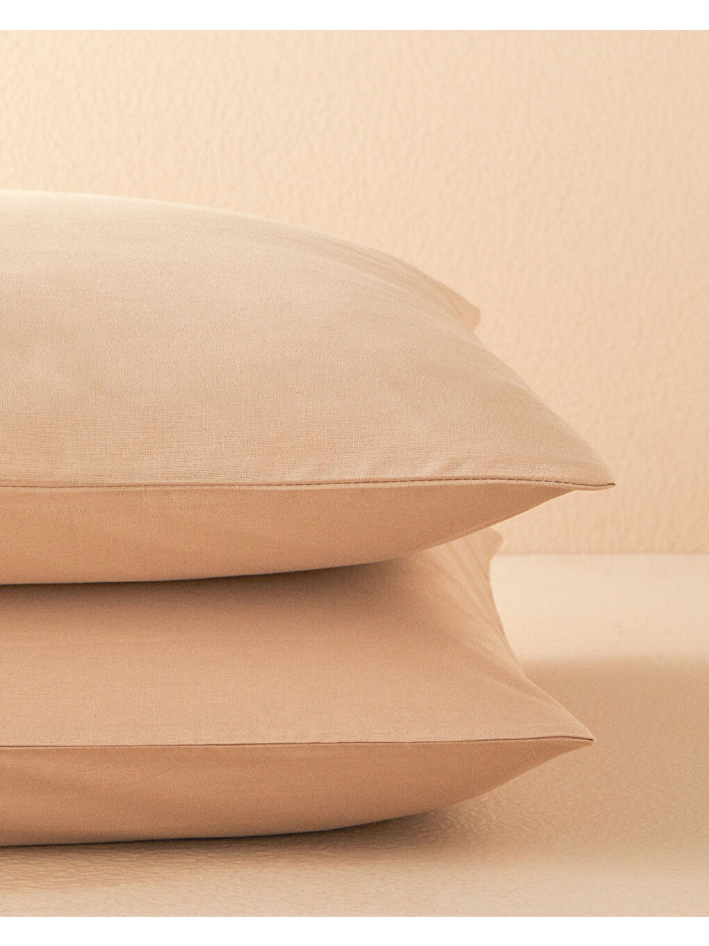 Kahverengi Düz Pamuklu 2'li Yastık Kılıfı Kahve Köpüğü-1