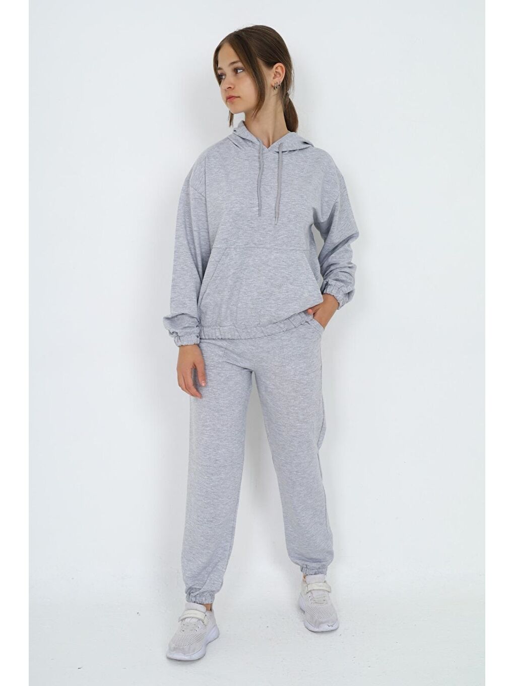 Gri Kız Çocuk Kapüşonlu 2 İplik Takım 9 14 Yaş wap 5047-2