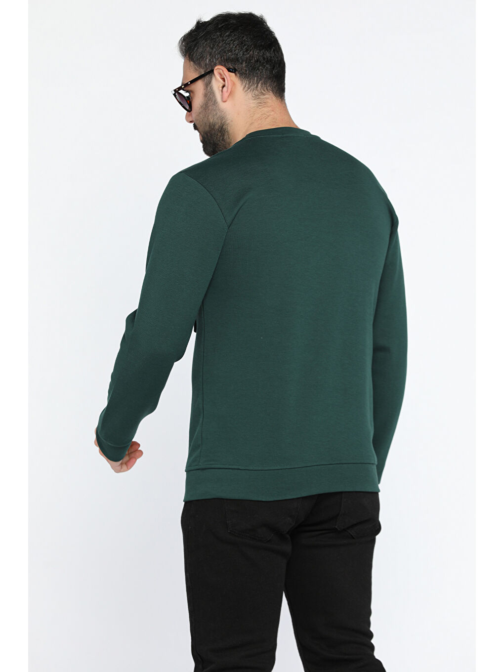 Mishar İtalia Yeşil Bisiklet Yaka Cepli Erkek Sweatshirt - 2