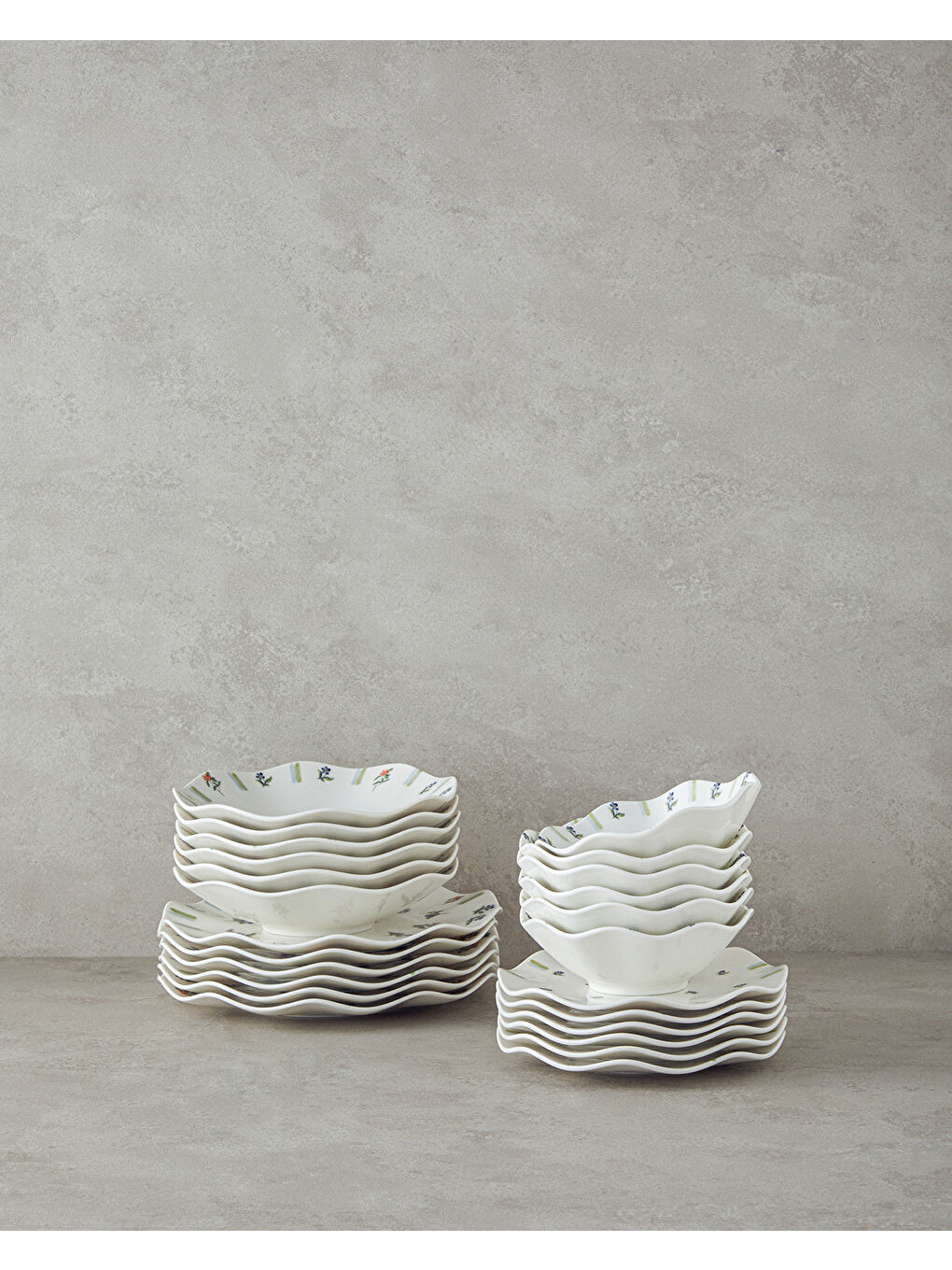 Pleasant Porselen 24 Parça 6 Kişilik Yemek Takımı Yeşil-Mavi-2