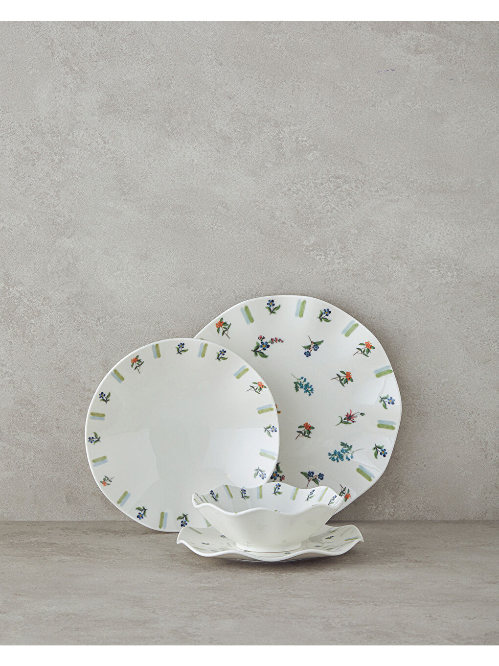 Pleasant Porselen 24 Parça 6 Kişilik Yemek Takımı Yeşil-Mavi-4