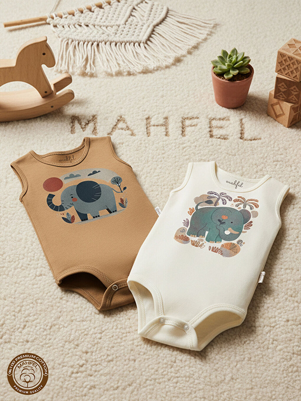 Bej 2'Li Kız %100 Pamuklu Atlet Çıtçıtlı Bebek Body Zıbın 740-824-2