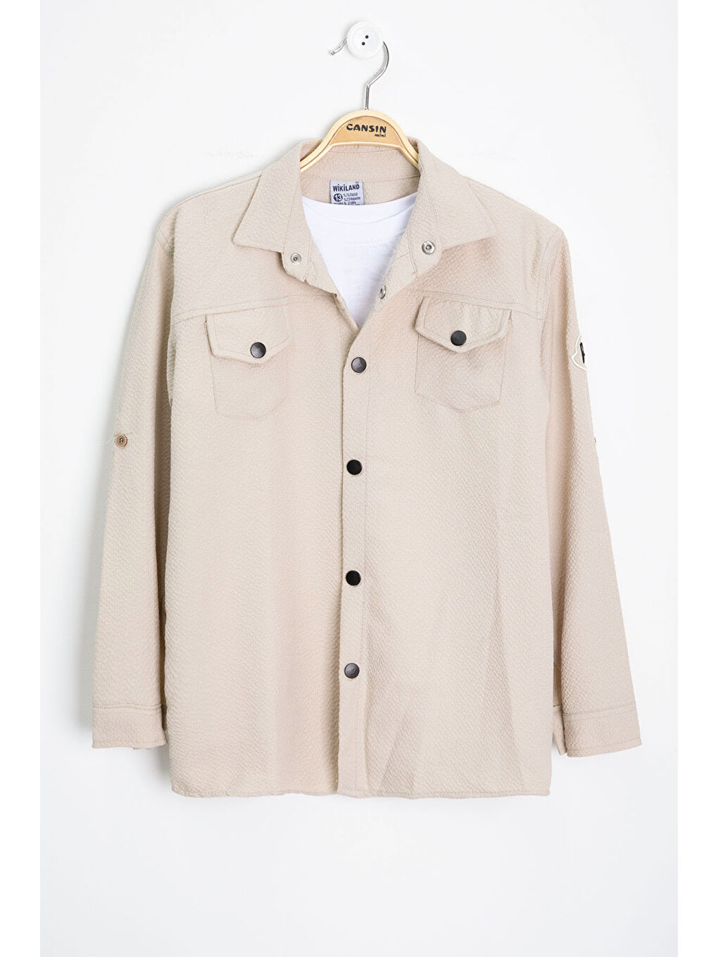 Ekru Krem Erkek Çocuk Jogger Gömlekli Tişörtlü 2li Takım 20404