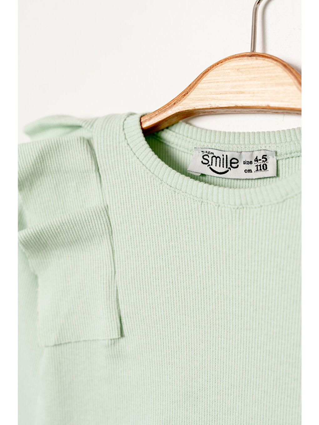 Bi&Em Smile Su Mavisi Kız Bebek Mint Omuz Fırfırlı 1-5 Yaş Sweatshirt - 3543-6 - 1