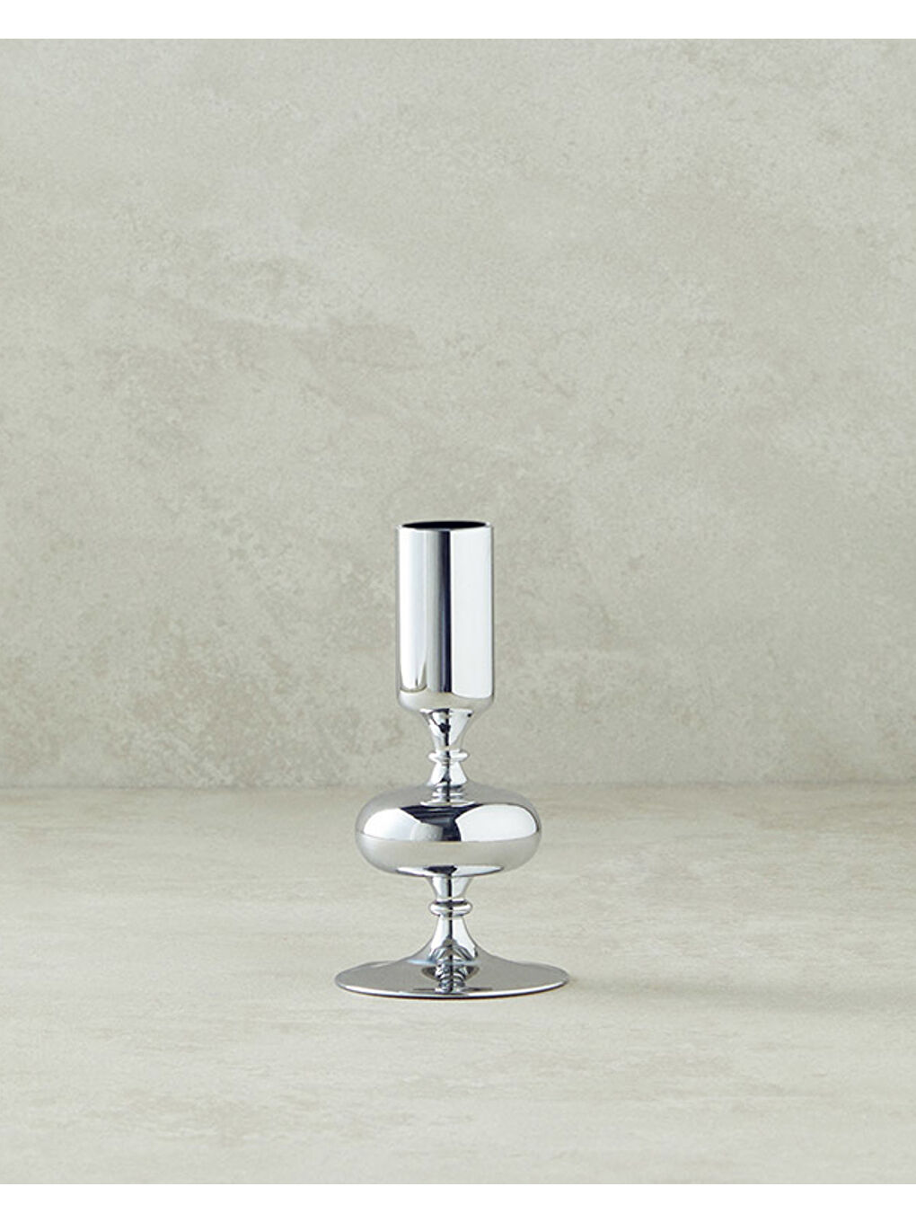 Gri Candlestick Cam Tekli Şamdan Silver