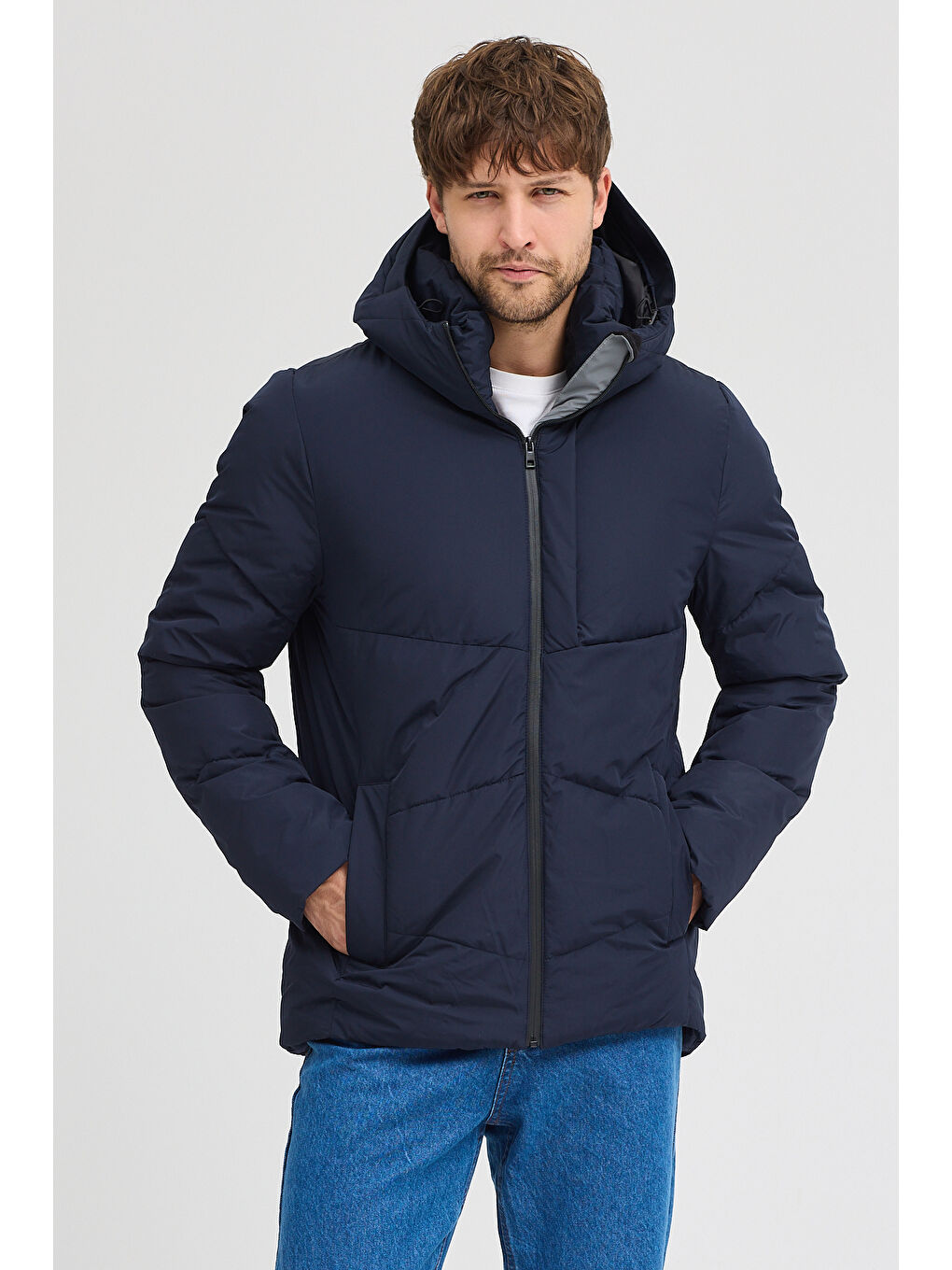 Lacivert Erkek Kapüşonlu Mont 950-2