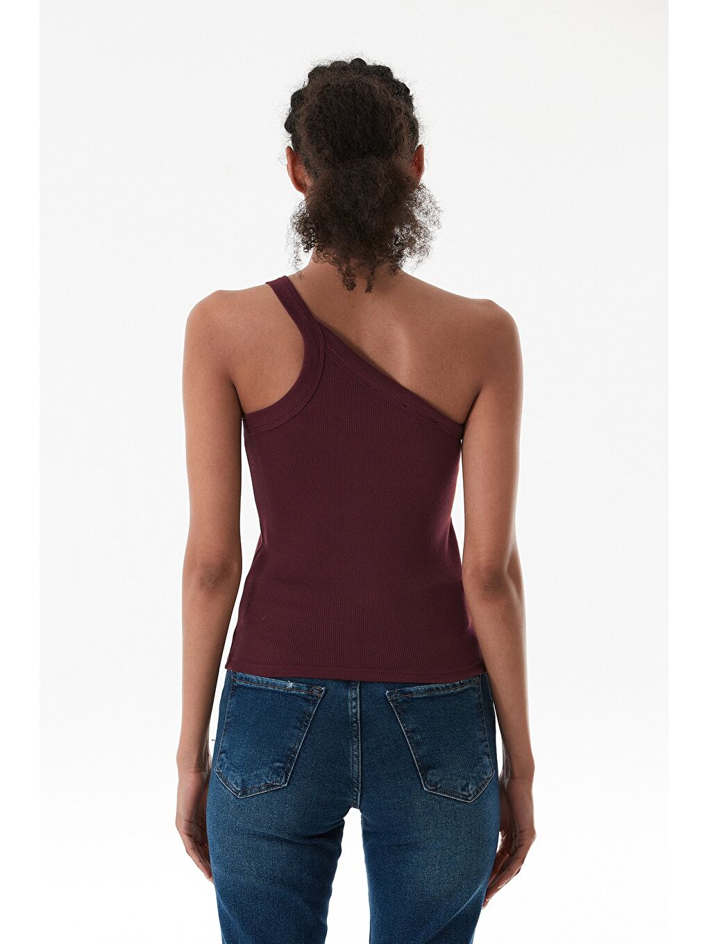 Bordo Basic Fitilli Tek Kol Modal Body-3