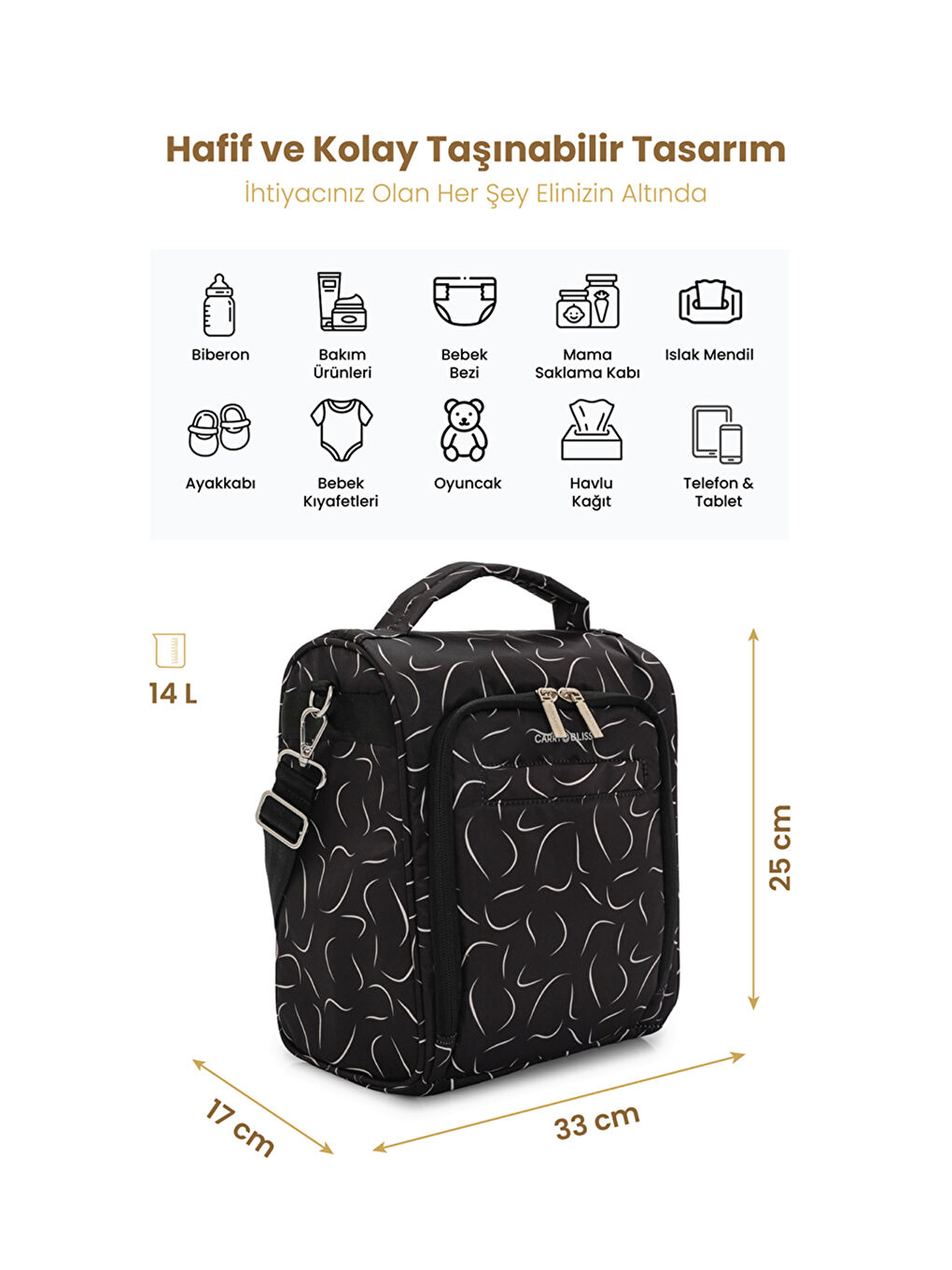 SnapPack Astarlı Çok Fonksiyonlu Çapraz Anne Çantası-1
