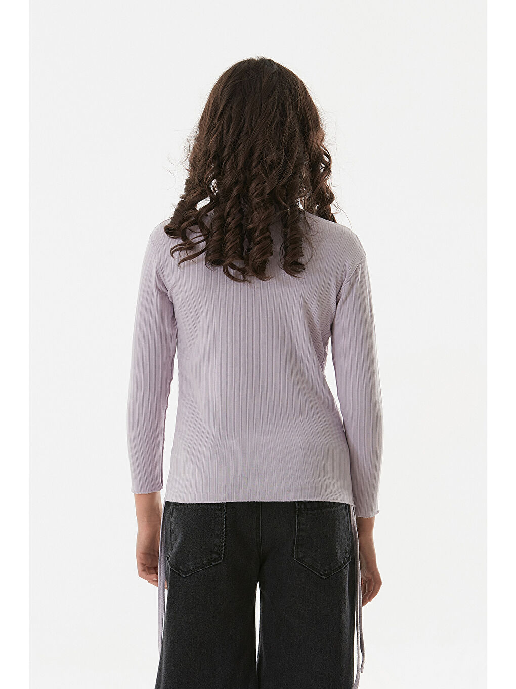 Lila Fitilli Heart Baskılı Yanları Büzgülü Kız Çocuk Body-3