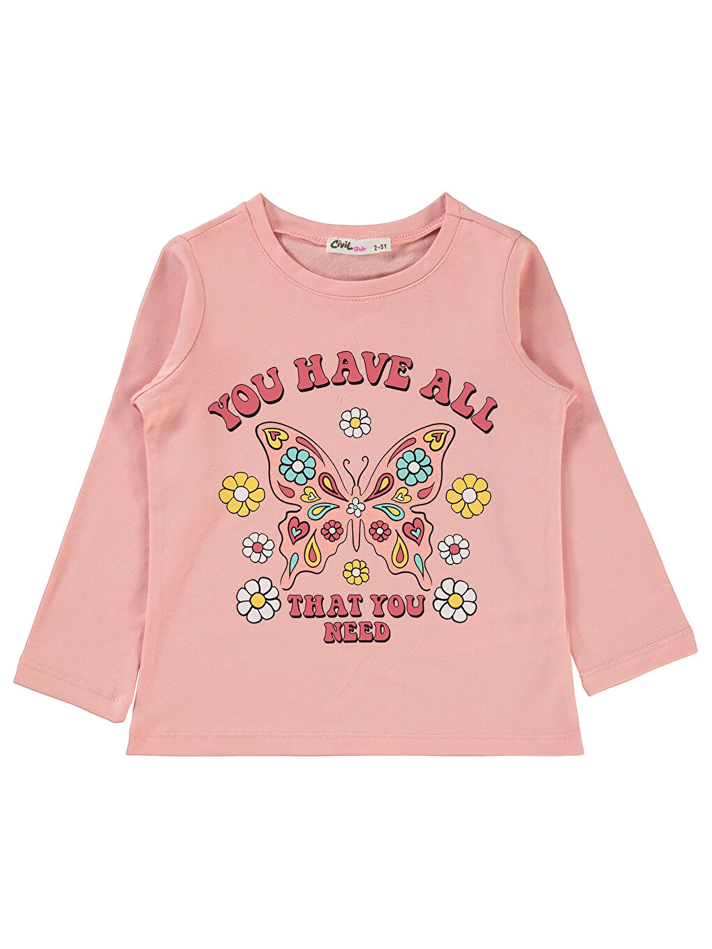 Civil Pudra Girls Kız Çocuk Sweatshirt 2-5 Yaş Pudra