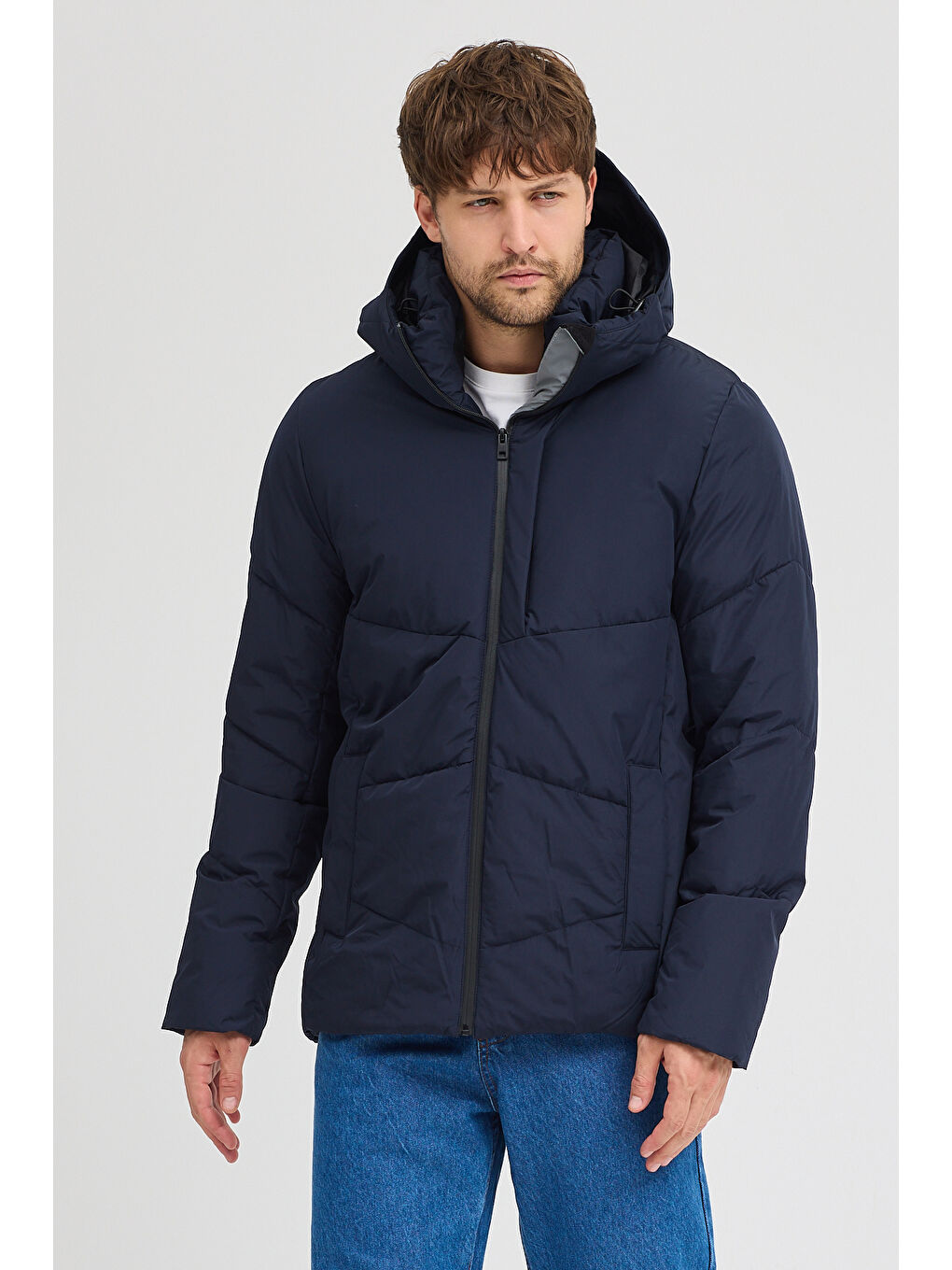 Lacivert Erkek Kapüşonlu Mont 950-4