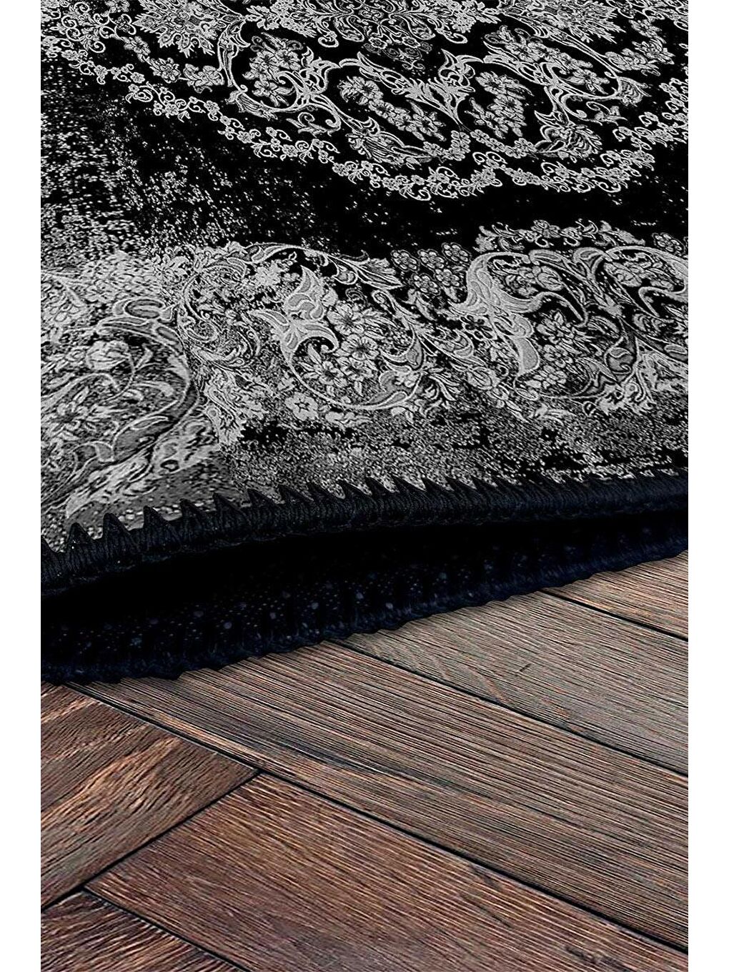 Siyah Premium Kalite, Pamuk ve Kaydırmaz Taban, Yıkanabilir, Modern Halı  120 x 180 cm-4