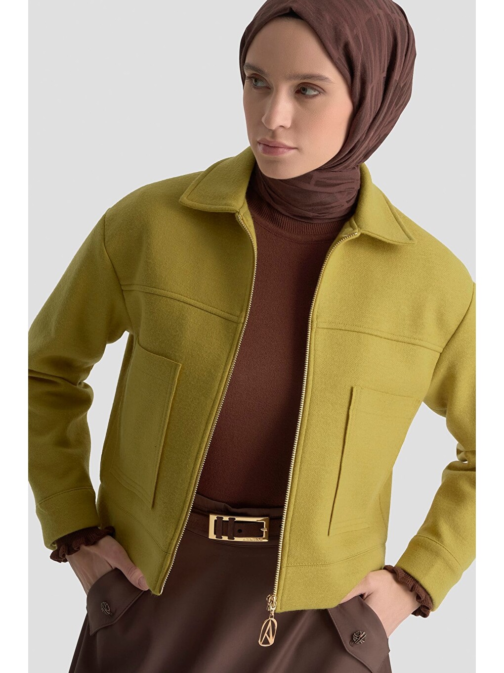 Yeşil Trend Ceket 25kt517 Asit