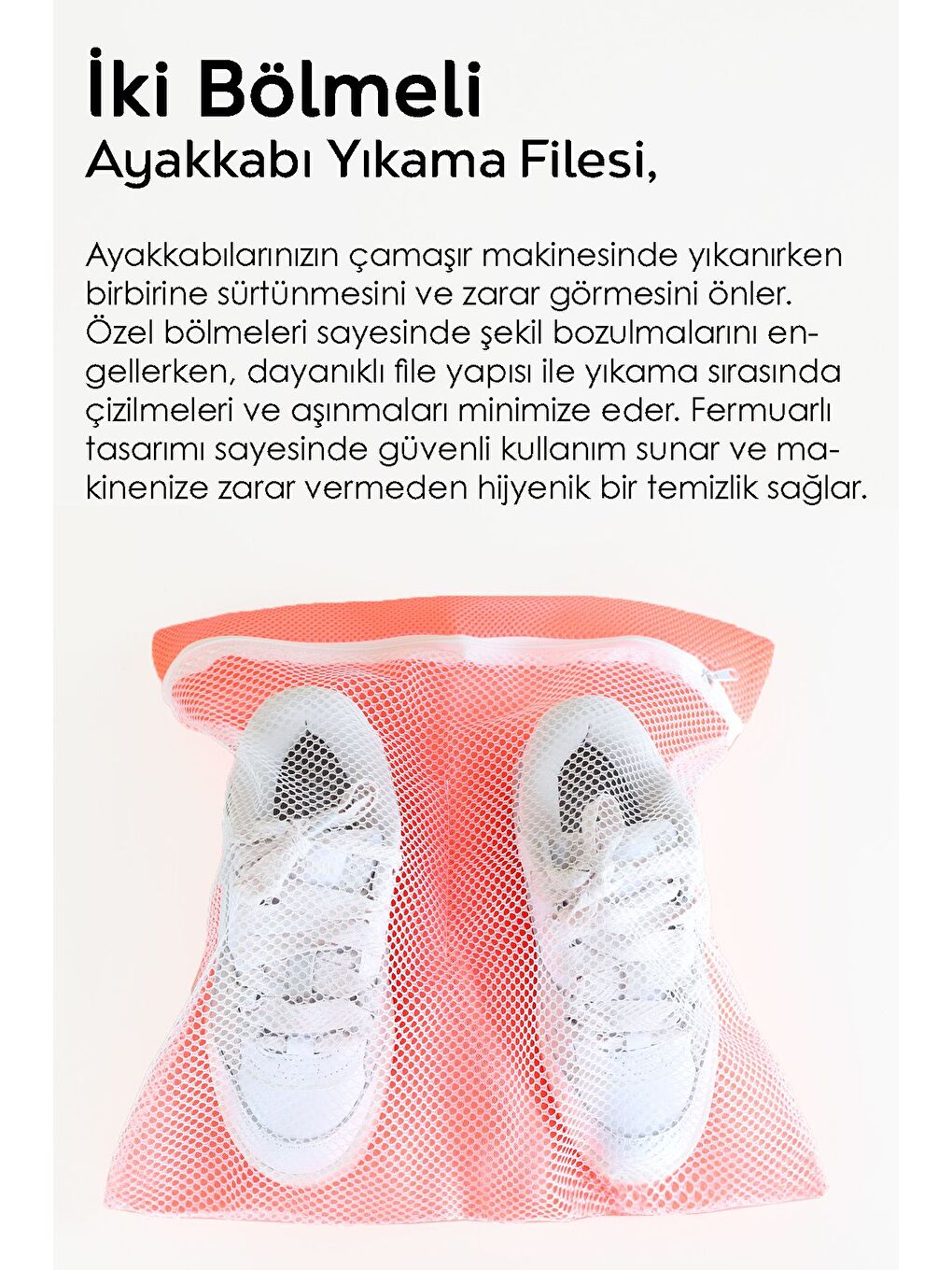 1 Adet Fermuarlı Ayakkabı Yıkama Filesi Bölmeli Yıkama Filesi 38x38 cm Karışık Renk-2