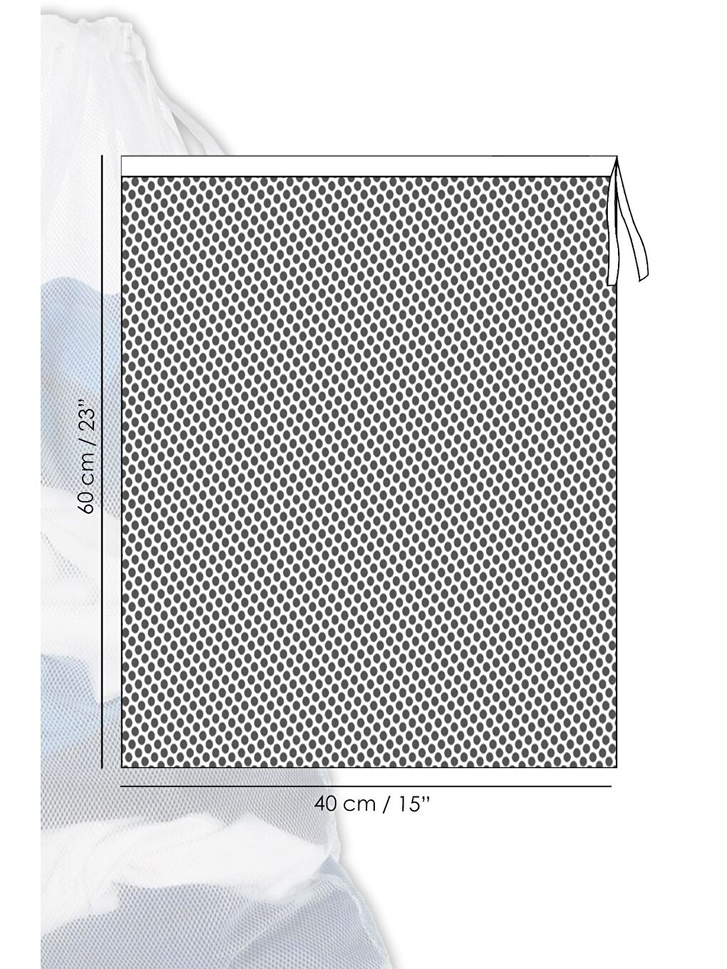 1 Adet İpli Çamaşır Yıkama Filesi Koruyucu Çamaşır Yıkama Torbası 40x60 cm Beyaz-4