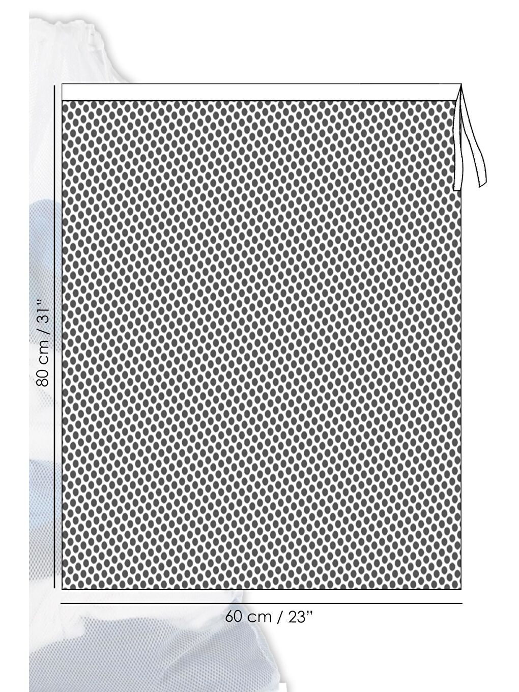 1 Adet Perde ve Çamaşır Yıkama Filesi Büyük Boy İpli Yıkama Filesi 60x80 cm Beyaz-4