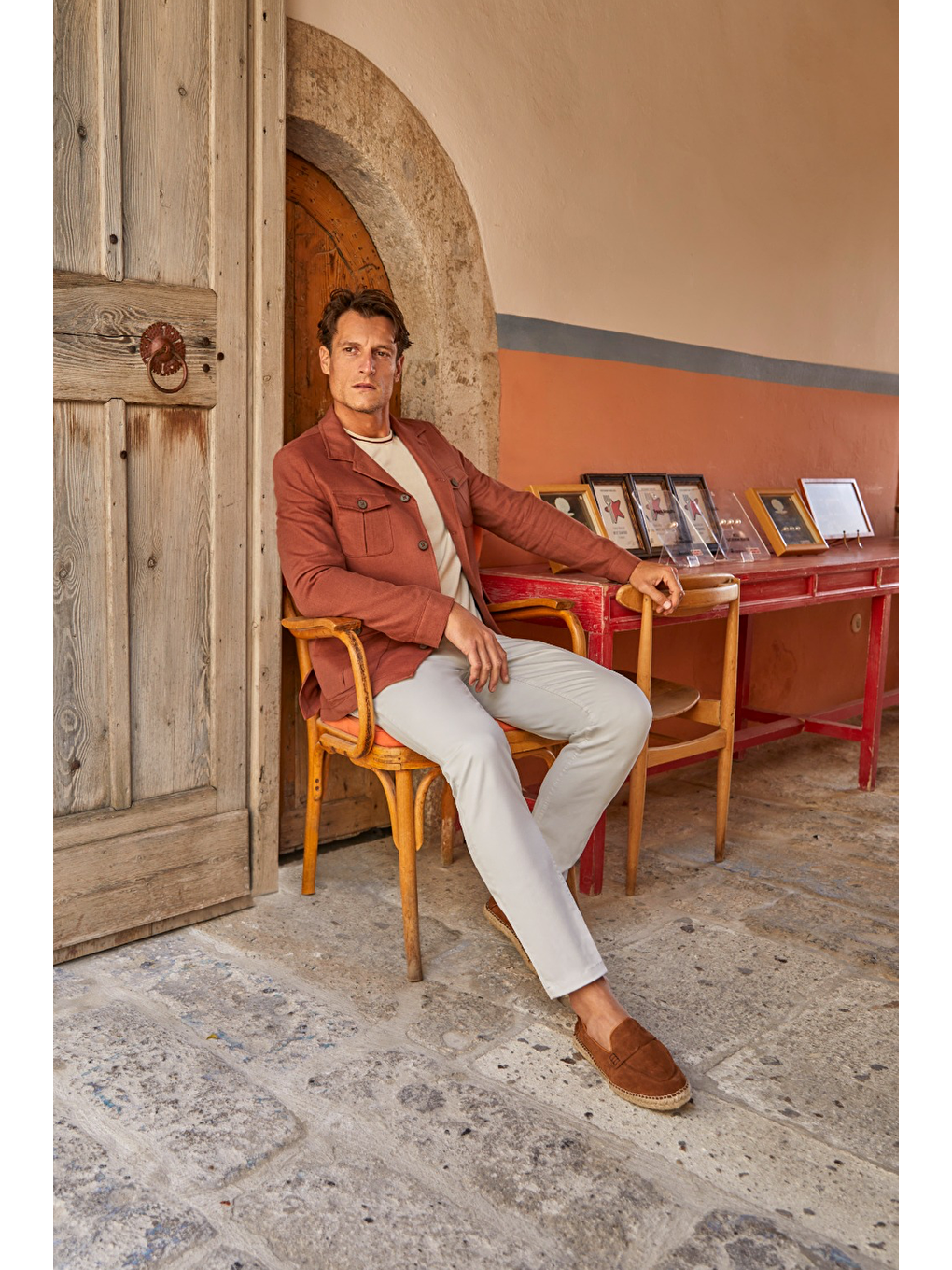 Kırmızı Slim Fit Cepli Mevsimlik Safari Ceket-1