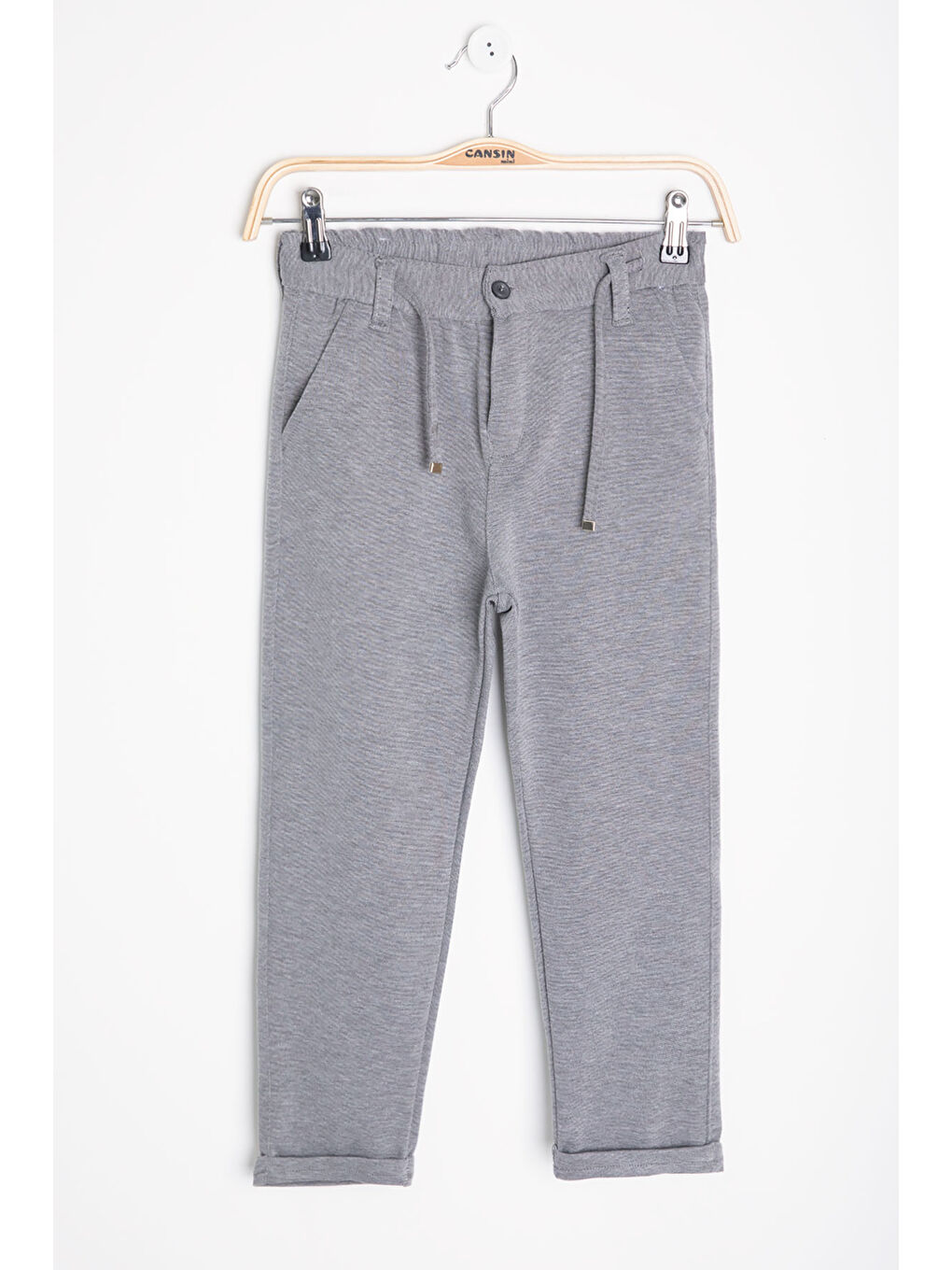 Wikiland Gri Beli Lastikli Duble Paça Erkek Çocuk Jogger Kumaş Pantolon 20518