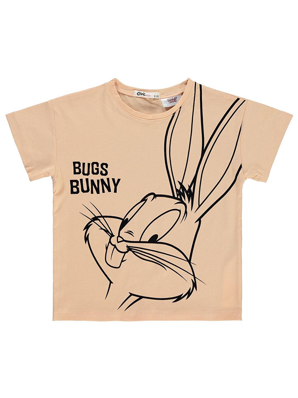Pembe Bugs Bunny Kız Çocuk Tişört 2-5 Yaş Şeftali