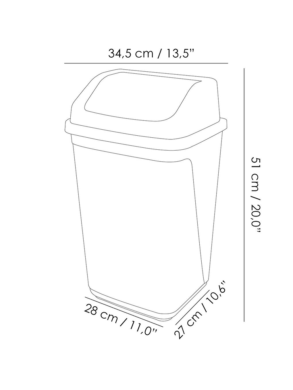 Kapaklı Plastik Çöp Kovası Ev Ofis Banyo Mutfak Çöp Kovası Gri 30 Litre-4