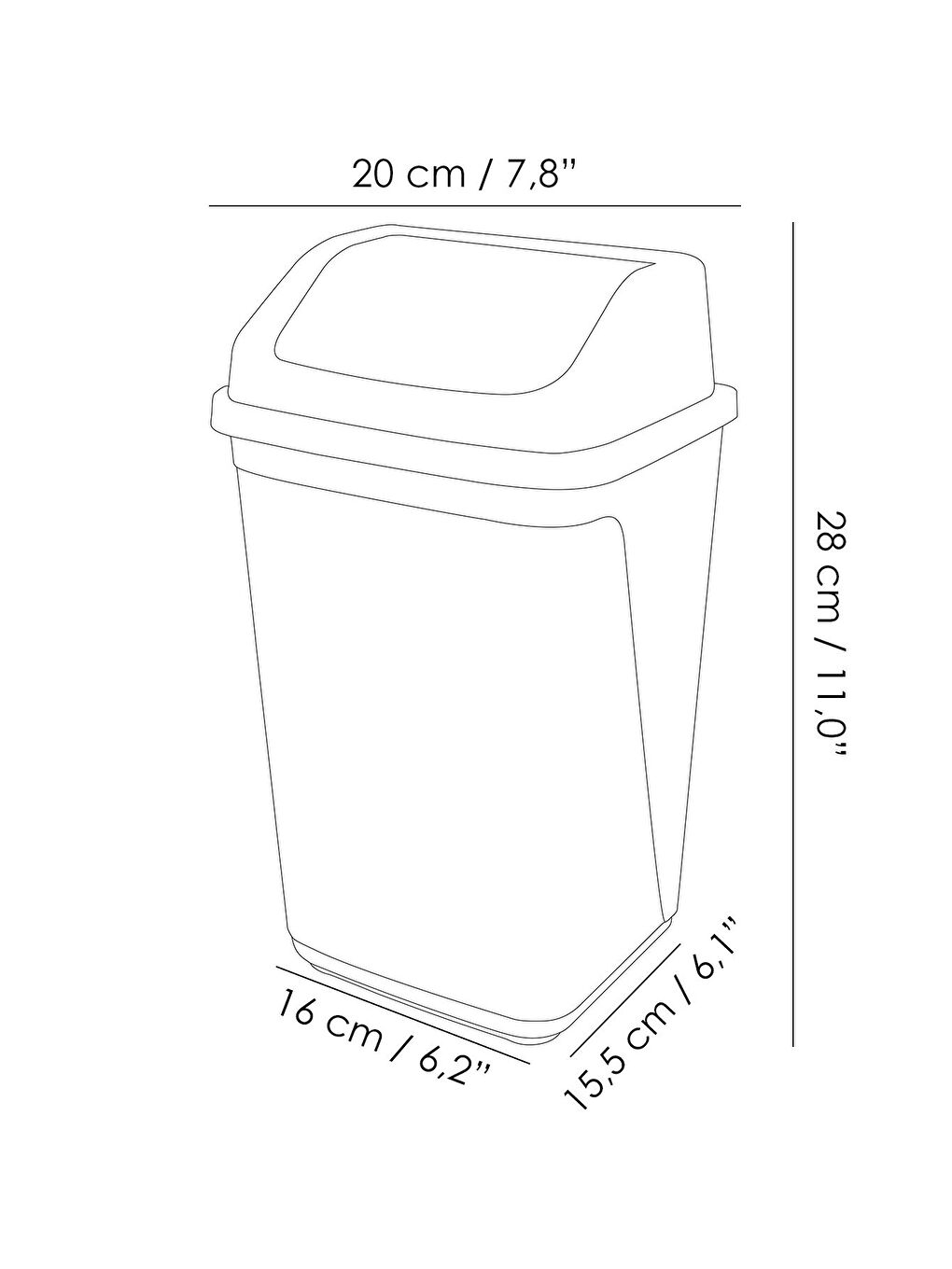 Kapaklı Plastik Çöp Kovası Ev Ofis Banyo Mutfak Tezgah Üstü Çöp Kovası Gri 5'litre-4
