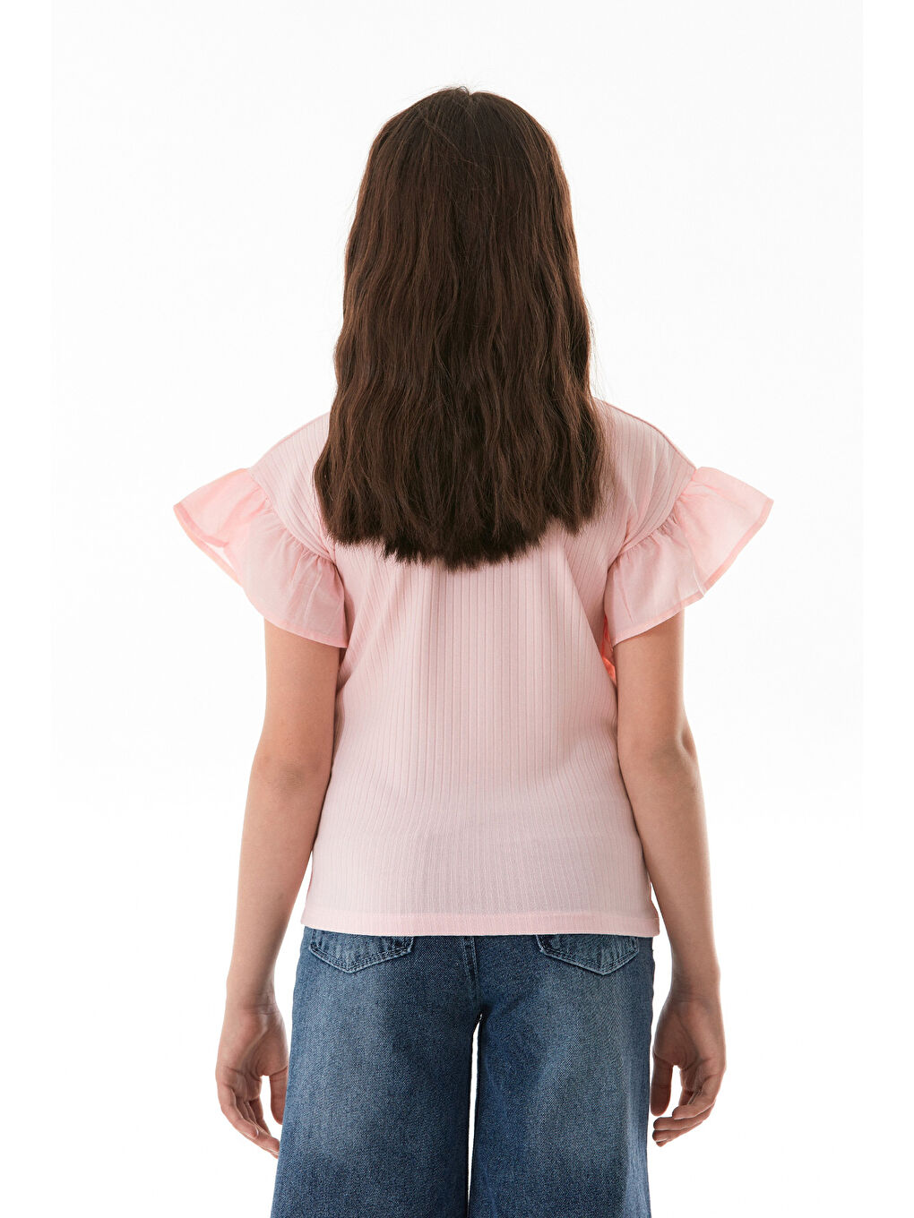 Pembe Fitilli Kolları Volanlı Kız Çocuk Body-4