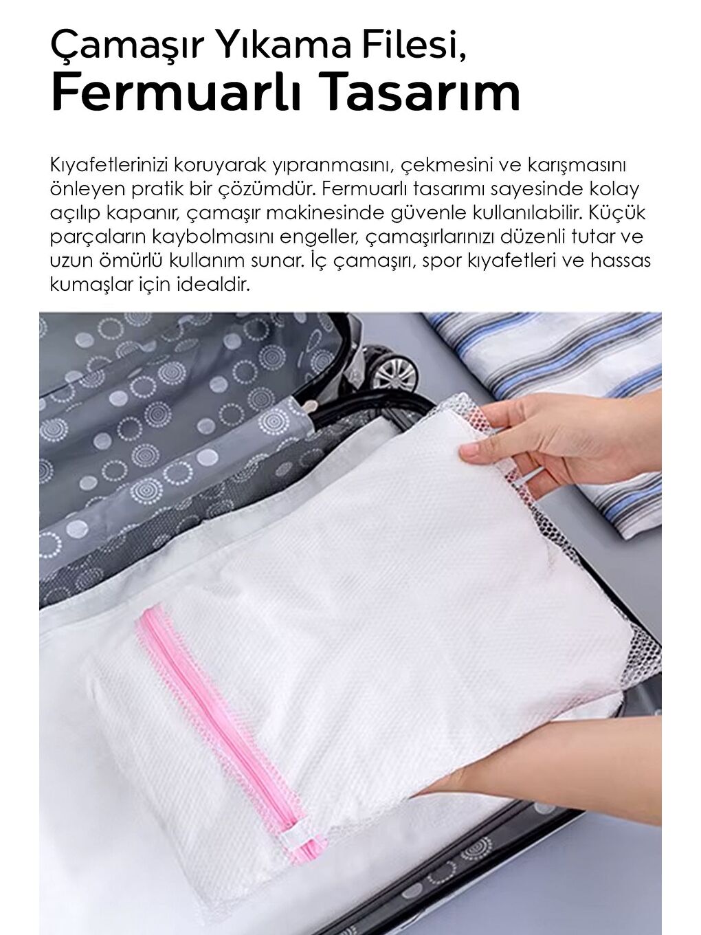 Karışık 3'lü Çamaşır Yıkama Filesi Renkli Fermuarlı Koruyucu Çamaşır Yıkama Torbası Farklı Boy-1