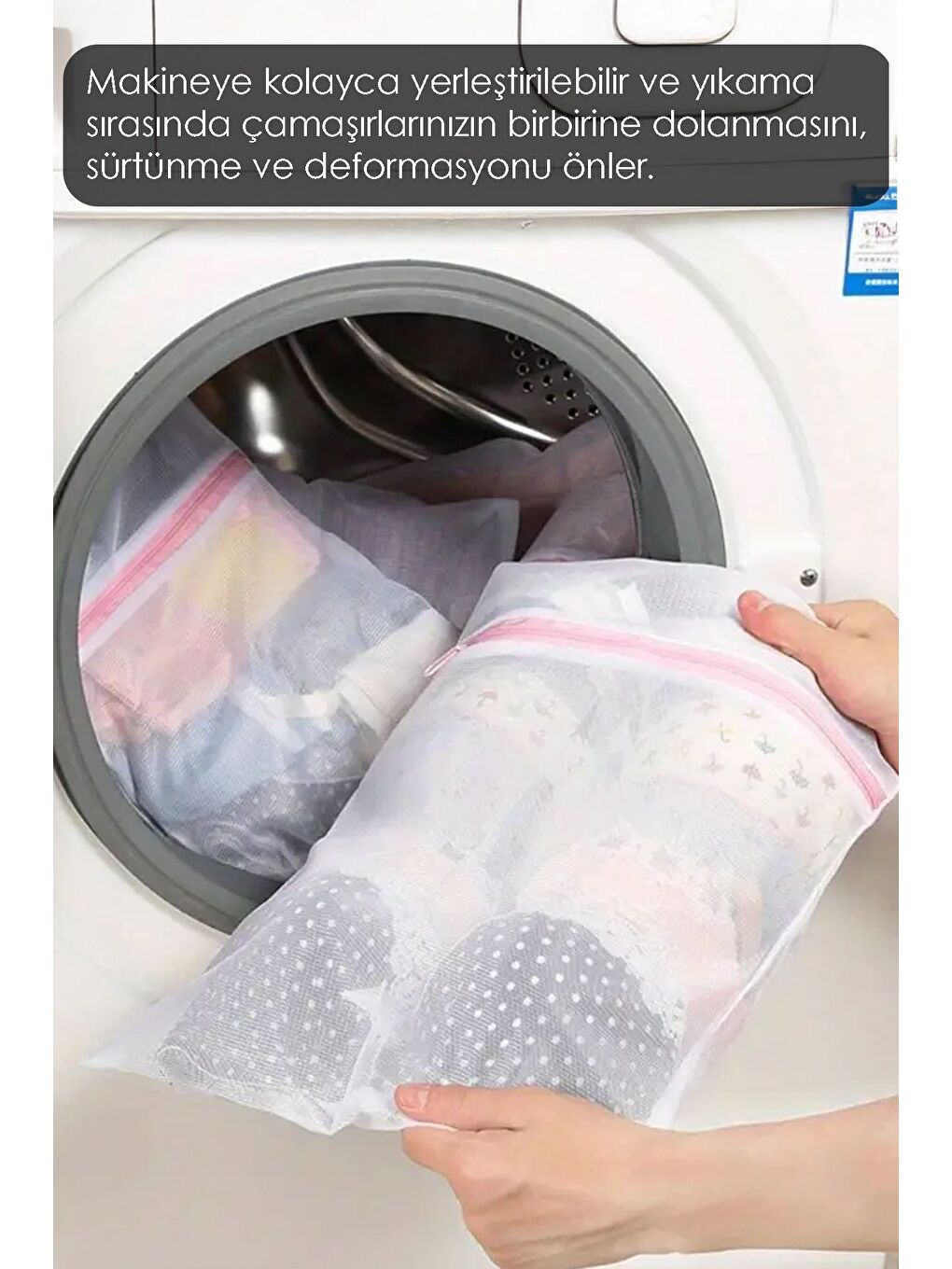 Karışık 3'lü Çamaşır Yıkama Filesi Renkli Fermuarlı Koruyucu Çamaşır Yıkama Torbası Farklı Boy-2