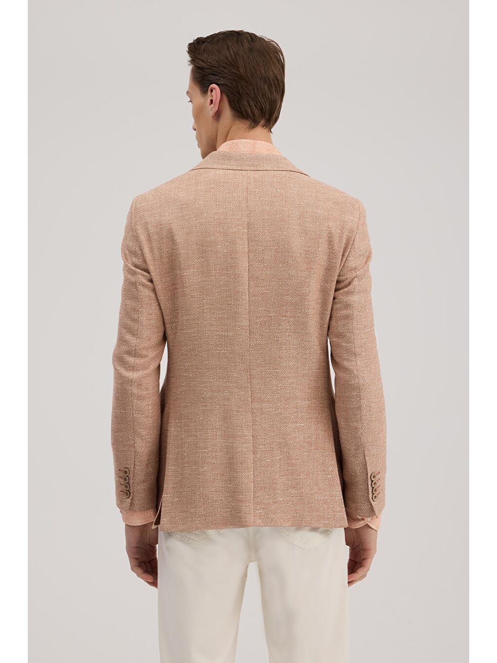 Turuncu Slim Fit Sivri Yaka Desenli Ceket-3