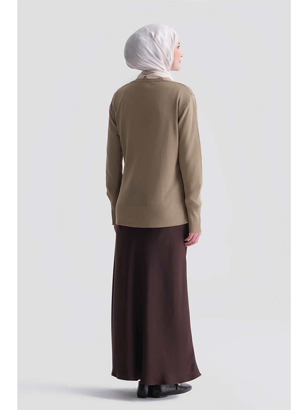 Kahverengi Basic Triko Hırka Camel-4