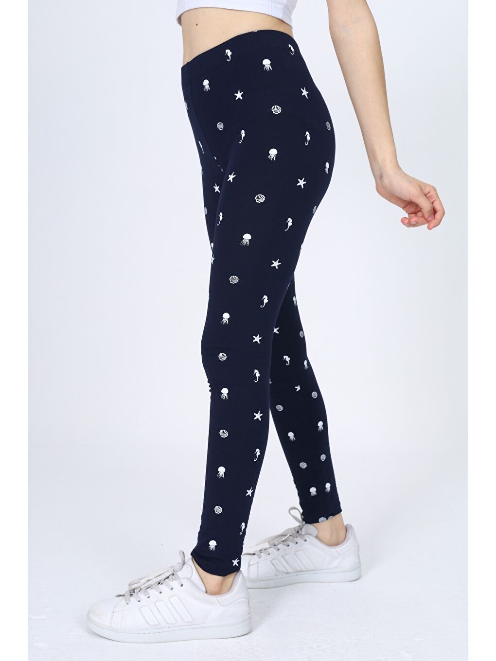 Lacivert Kız Çocuk Baskılı Tayt-1