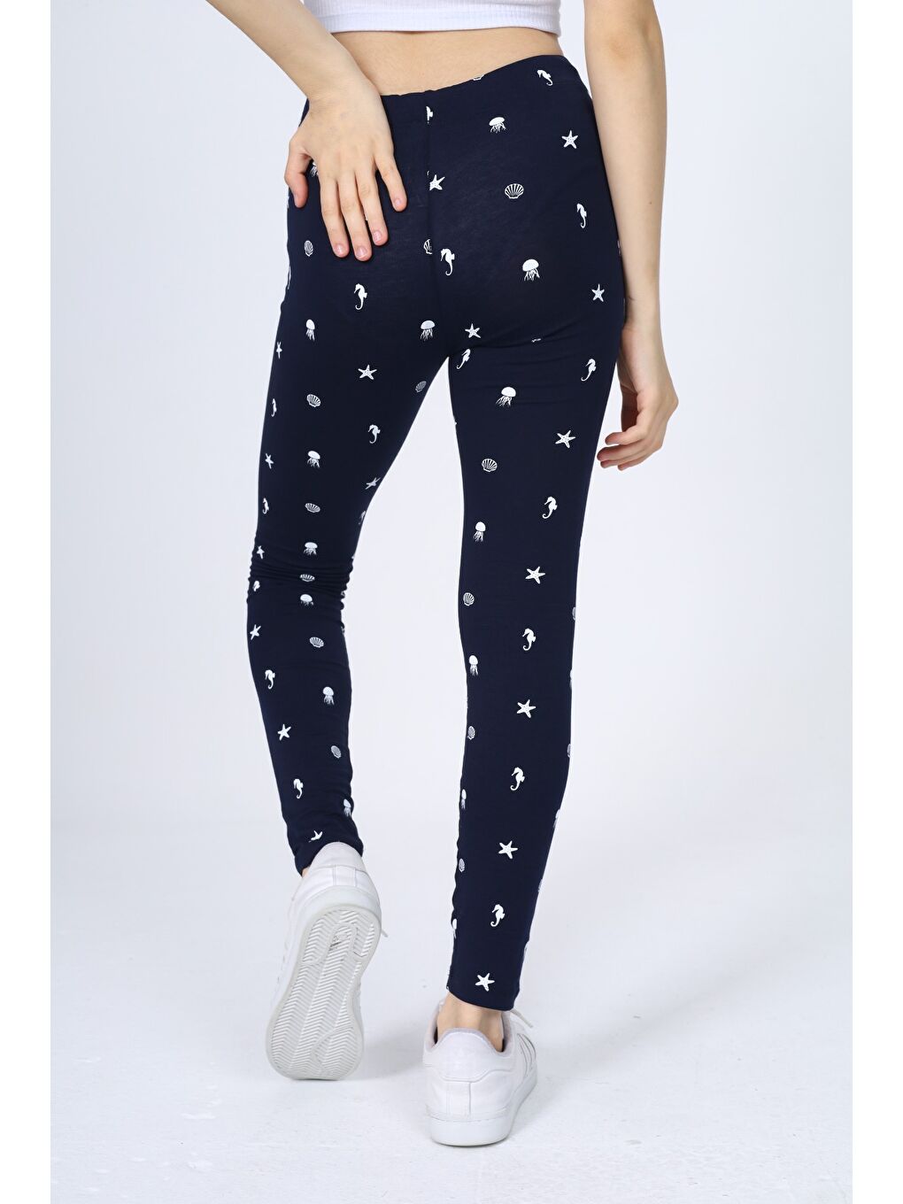 Lacivert Kız Çocuk Baskılı Tayt-4