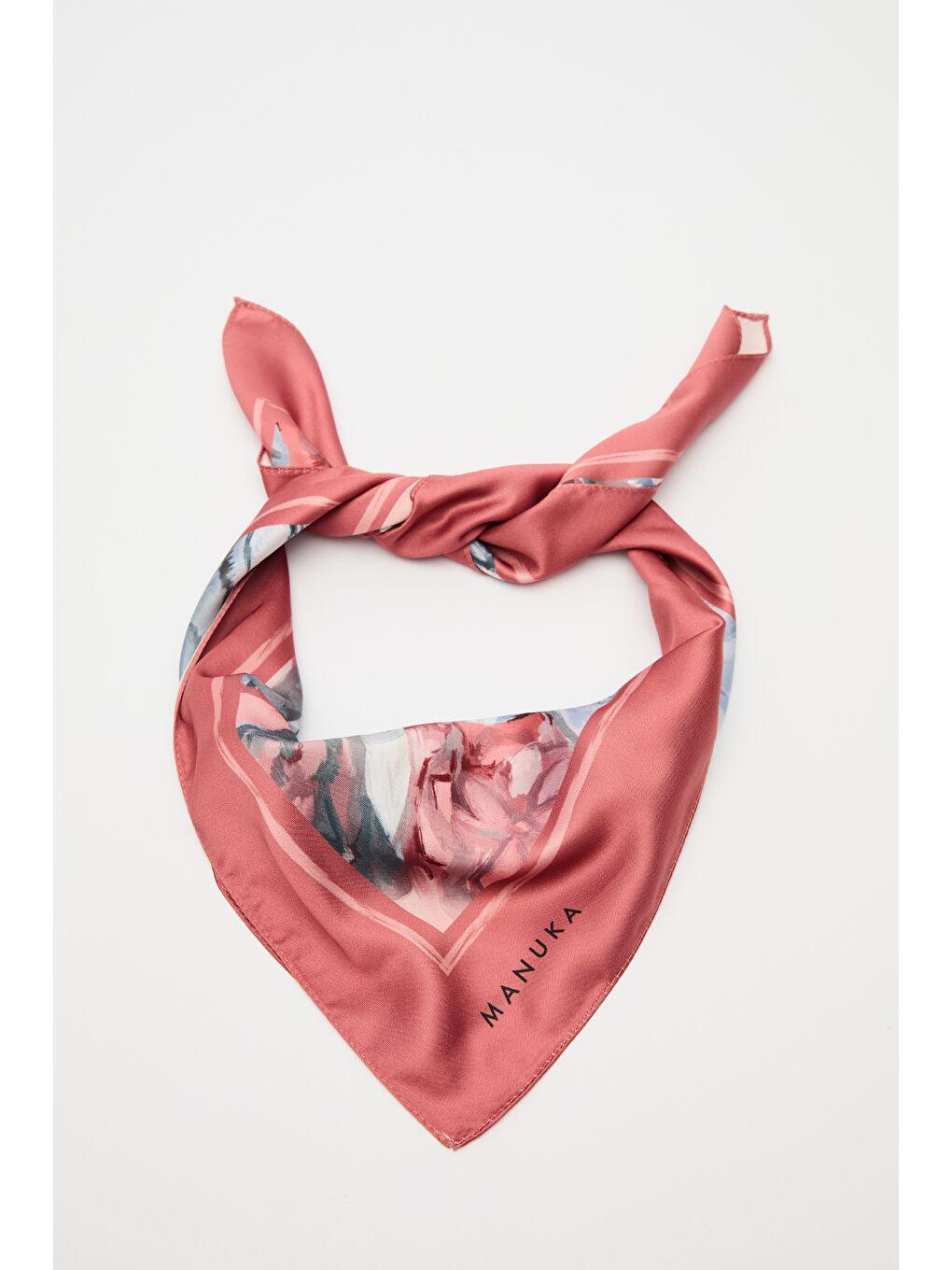 Pembe Desenli Saten Fular Sofıa - Somon-2