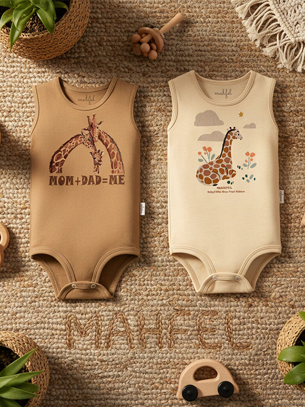 Pembe 2'Li Kız %100 Pamuklu Atlet Çıtçıtlı Bebek Body Zıbın 747-731-2