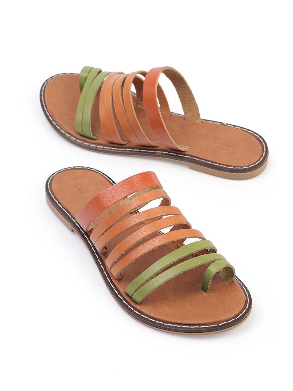 Karışık 5555 Hakiki Deri Kadın Bodrum Terlik