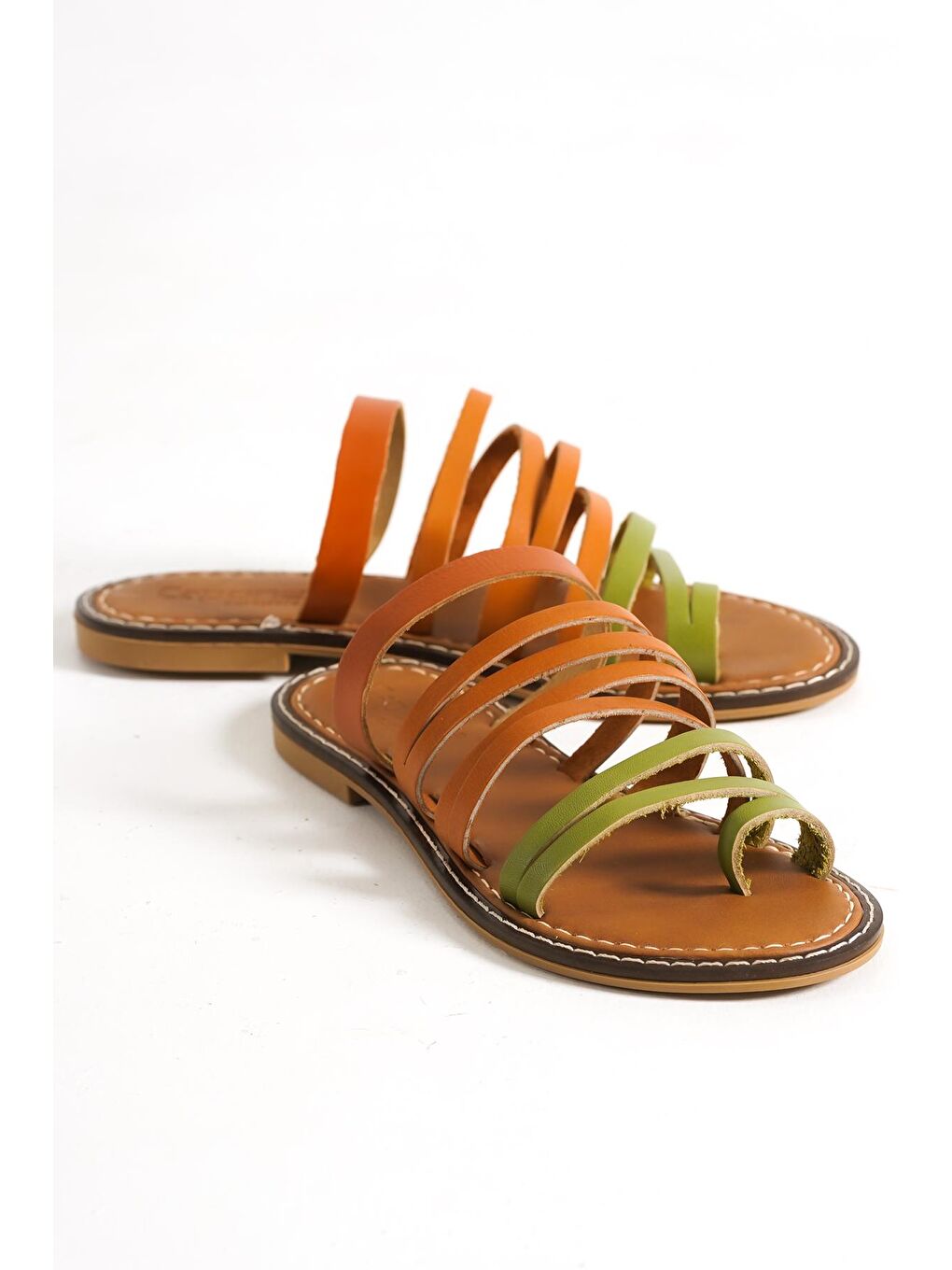 Karışık 5555 Hakiki Deri Kadın Bodrum Terlik-1