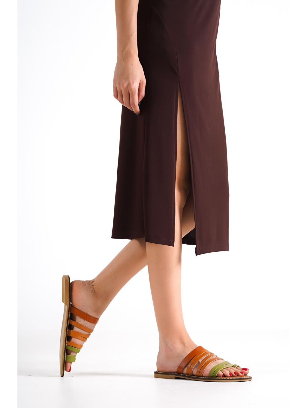 Karışık 5555 Hakiki Deri Kadın Bodrum Terlik-2