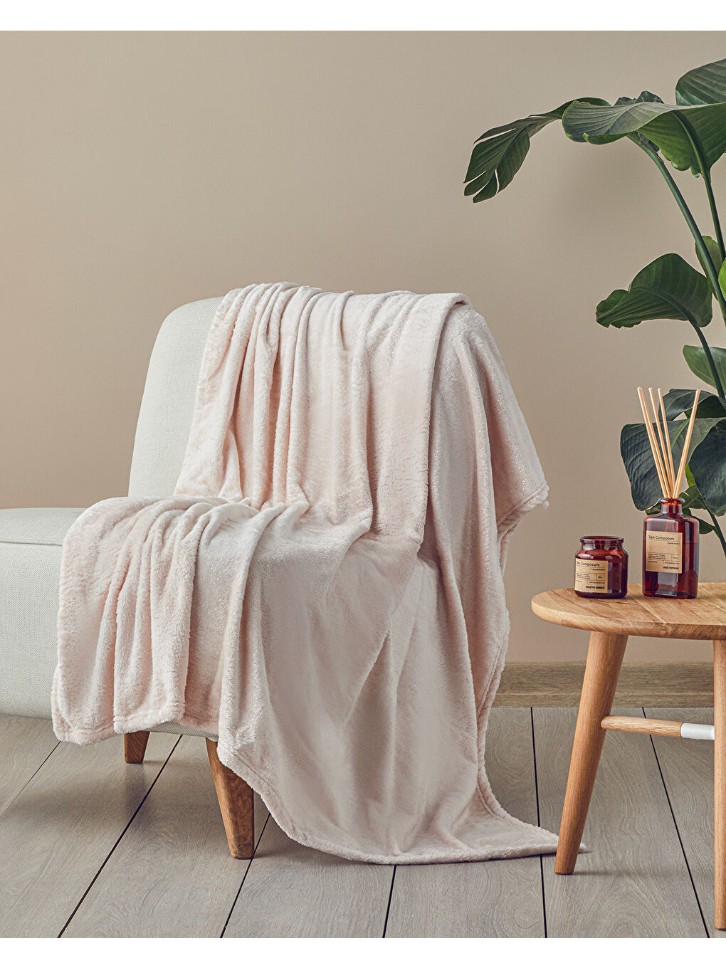 Ekru Gleamy Varak Super Soft Tv Battaniyesi Krem-3