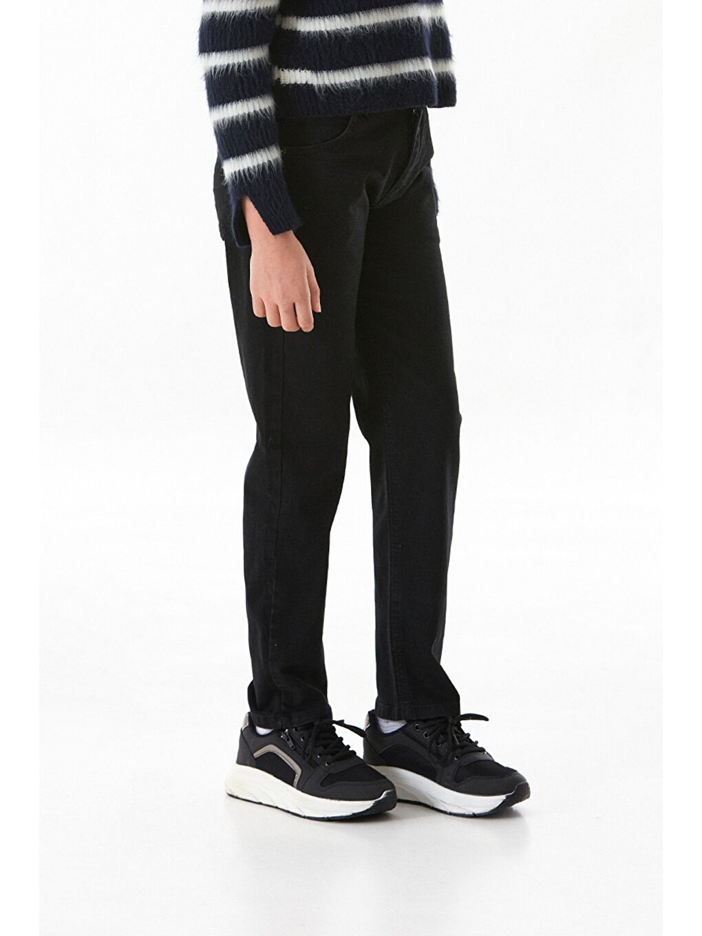 Siyah Beli Ayarlanabilir Regular Fit Kız Çocuk Pantolon-2