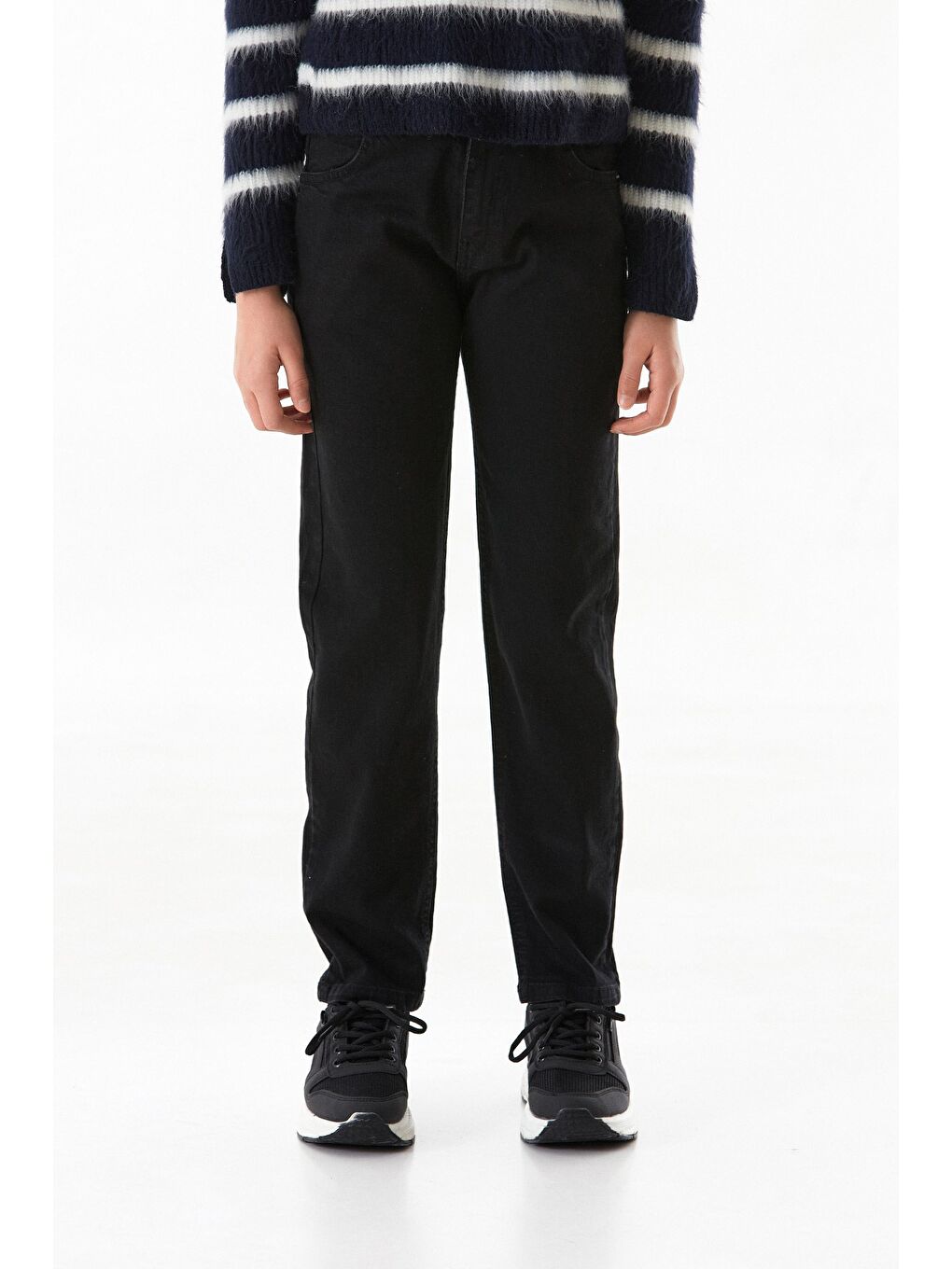 Siyah Beli Ayarlanabilir Regular Fit Kız Çocuk Pantolon-3