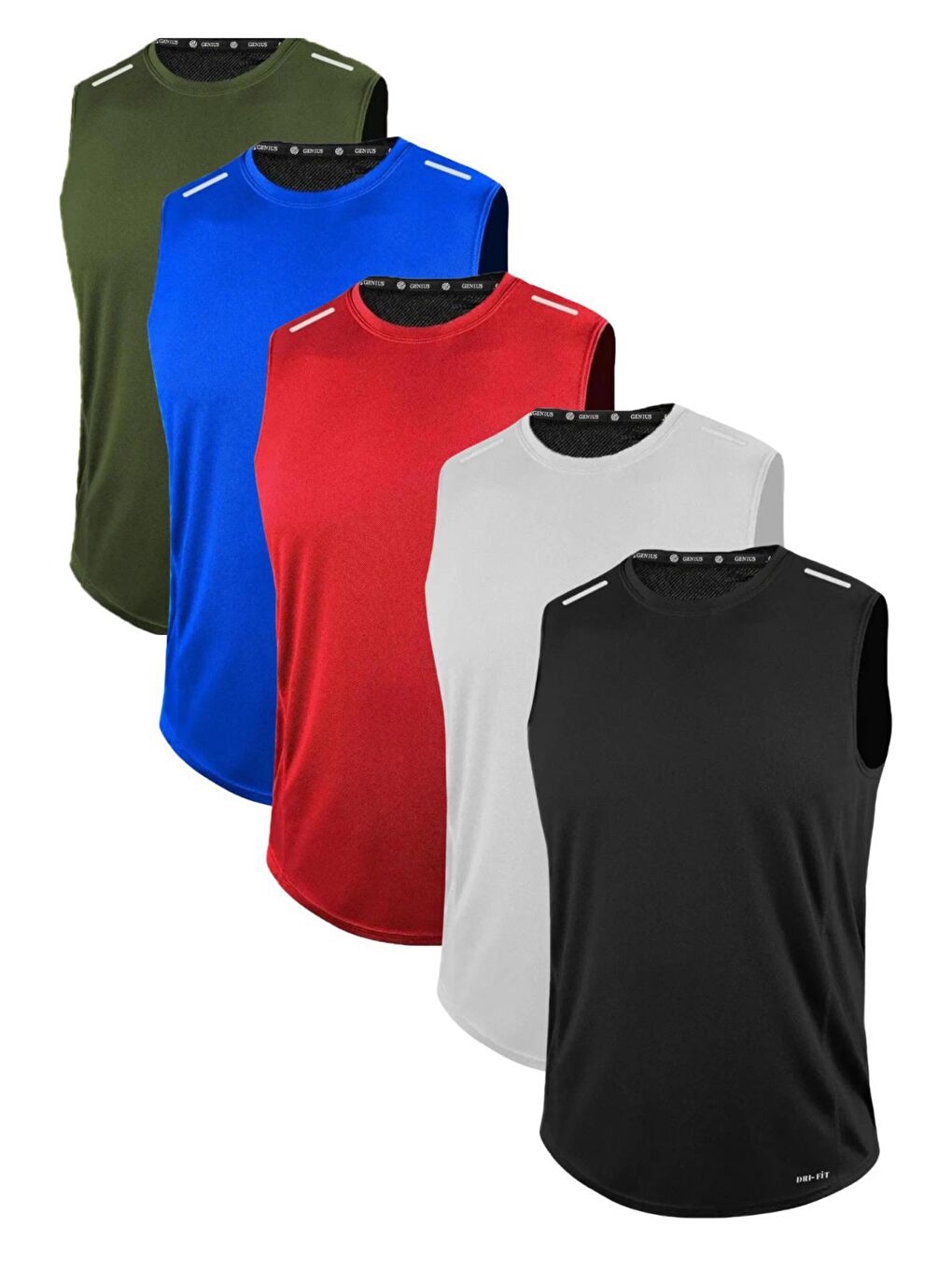 Haki 5'li Erkek Hızlı Kuruma Sporcu Sıfır Kol T-shirt DRIFIT-SIFIRKOL SİYAH-GRİ-KIRMIZI-MAVİ-HAKİ