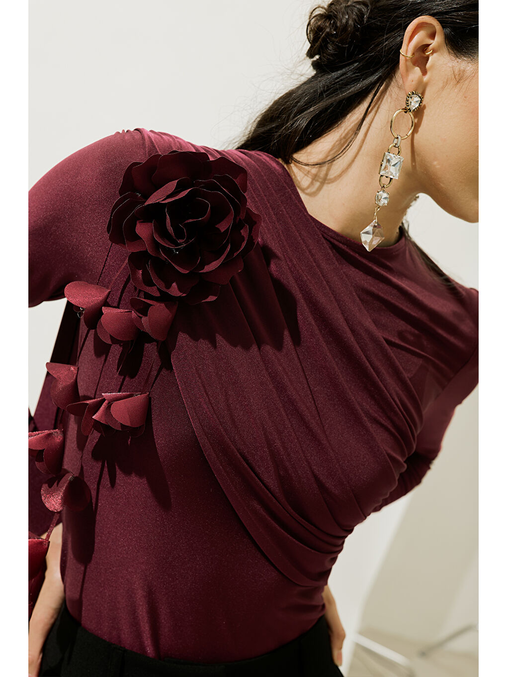 Çiçek Salkımlı Kemer Bordo-1