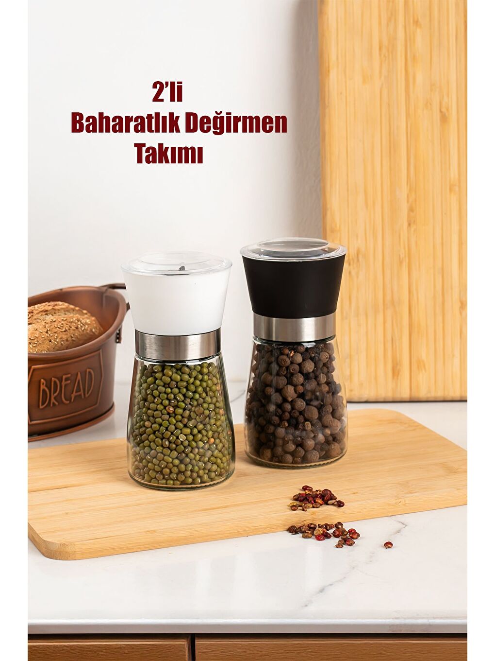 Beyaz 2li Baharat Öğütücü