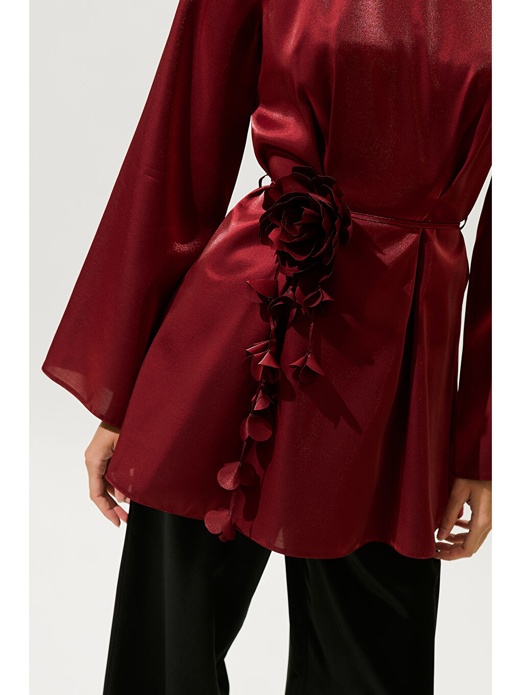 Çiçek Salkımlı Kemer Bordo-3