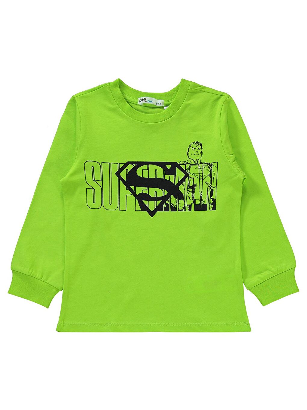 Civil Limon Yeşili Superman Erkek Çocuk Pijama Takımı 2-5 Yaş Limon Yeşili - 1